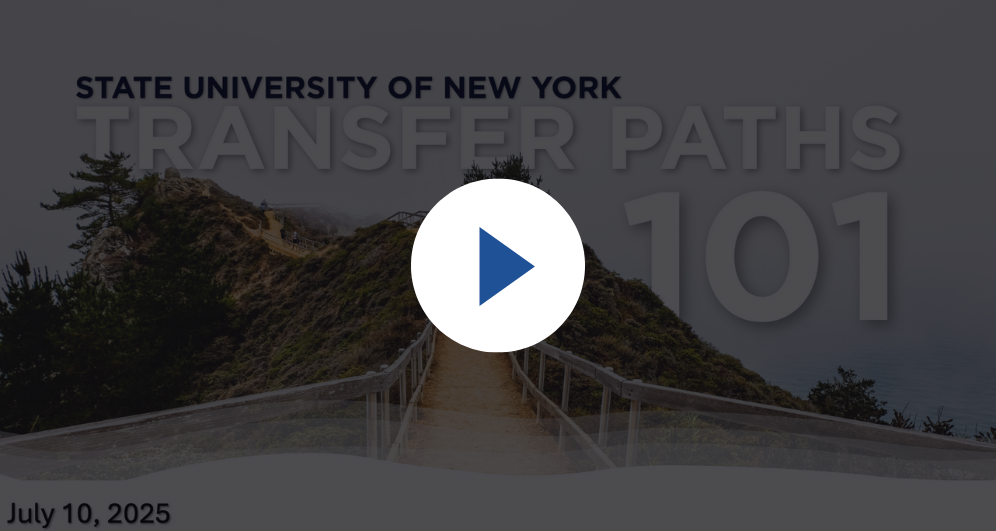 Screenshot of a video player. Launches the SUNY Transfer Paths Meeting Recording