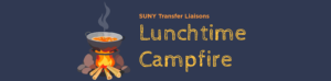 Logo Text "Lunchtime Campfire" with an illustrated camp fire.