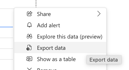 Menu to Export Data
