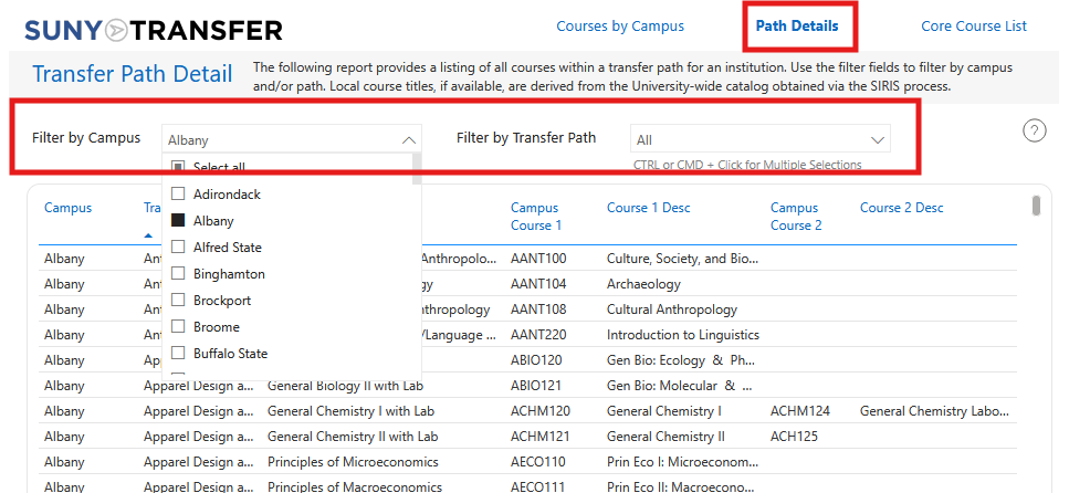 Transfer Path details