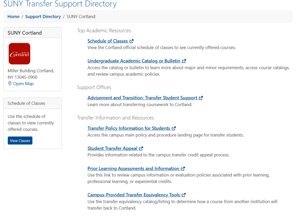 Support Directory landing page
